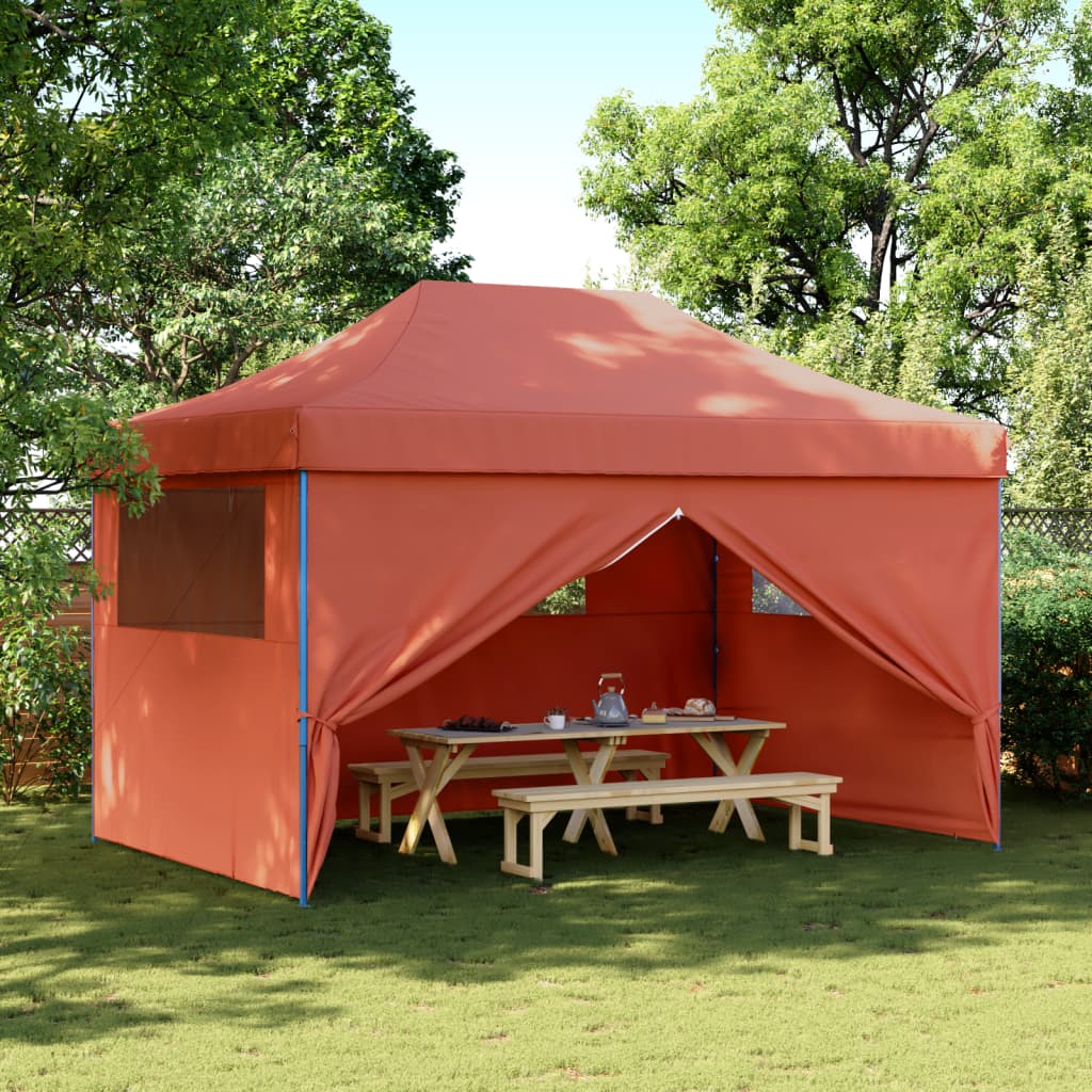 Tendone per Feste Pieghevole Pop-Up con 4 Pareti Terracotta 4004981