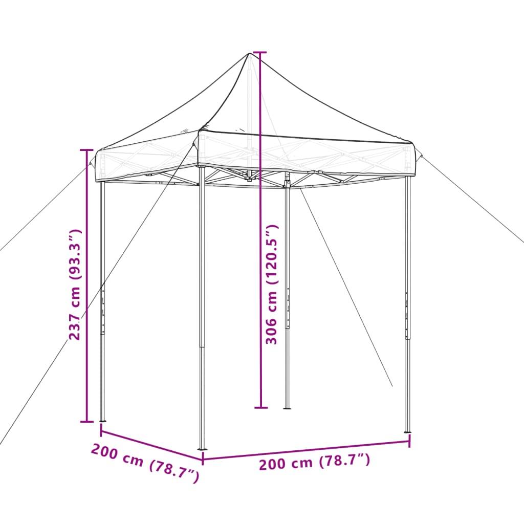 Tenda da Festa Pieghevole Pop-Up Tortora 200x200x306 cm 4004986