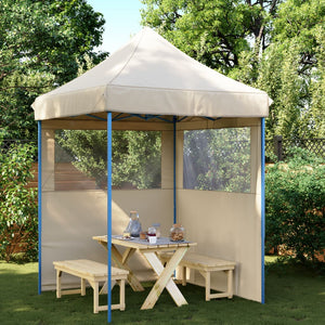 Tendone per Feste Pieghevole Pop-Up con 2 Pareti Beige