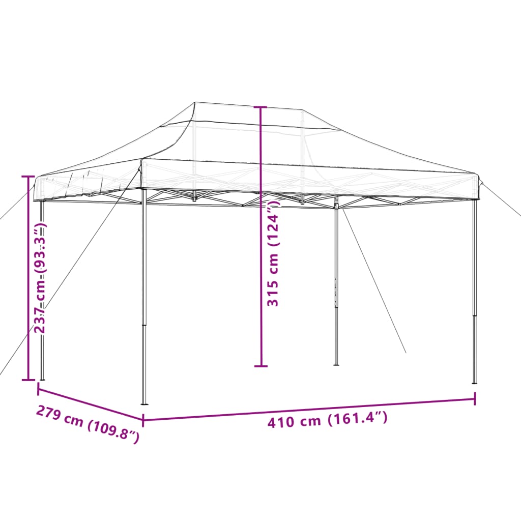 Tenda da Festa Pieghevole Pop-Up Terracotta 410x279x315 cm