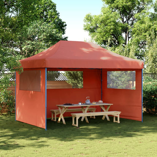 Tendone per Feste Pieghevole Pop-Up con 3 Pareti Terracotta 4005021