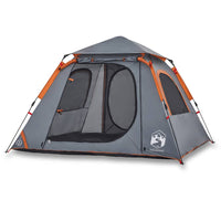 Tenda a Cupola 4 Persone Grigio e Arancione a Rilascio Rapido 4004145