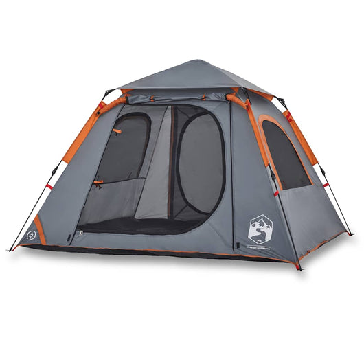 Tenda a Cupola 4 Persone Grigio e Arancione a Rilascio Rapido 4004145