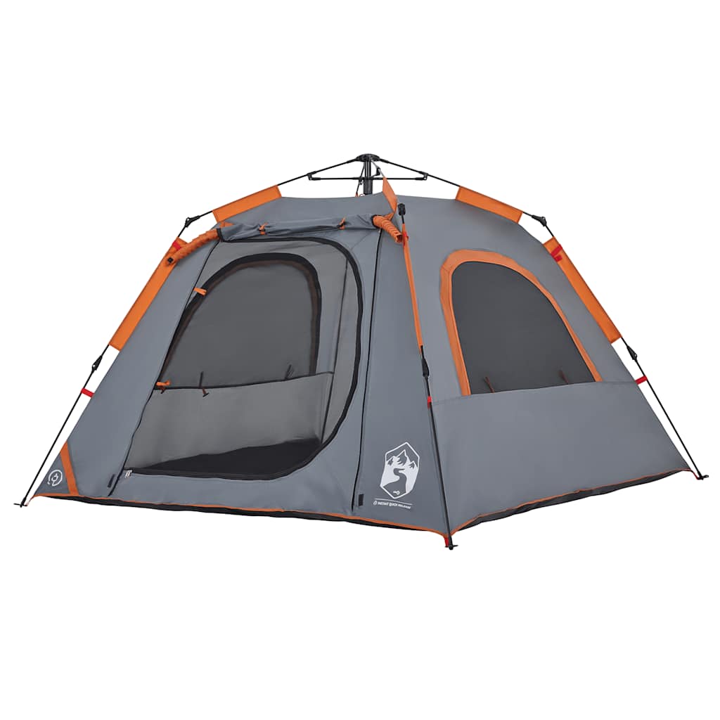 Tenda a Cupola 4 Persone Grigio e Arancione a Rilascio Rapido 4004145