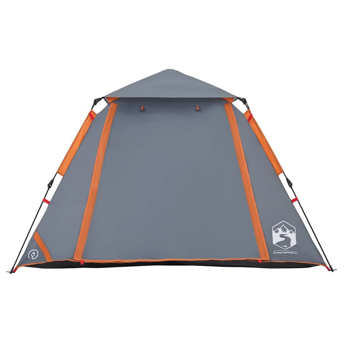 Tenda a Cupola 4 Persone Grigio e Arancione a Rilascio Rapido 4004145