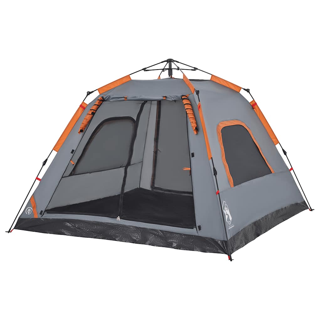 Tenda a Cupola 5 Persone Grigio e Arancione a Rilascio Rapido 4004148