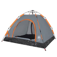 Tenda Campeggio 3 Persone Grigio e Arancione a Rilascio Rapido 4004167