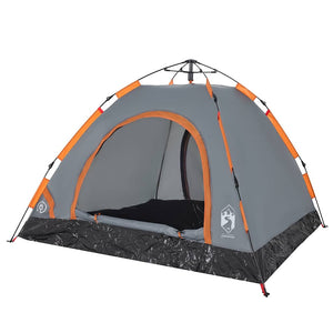 Tenda Campeggio 3 Persone Grigio e Arancione a Rilascio Rapido 4004167