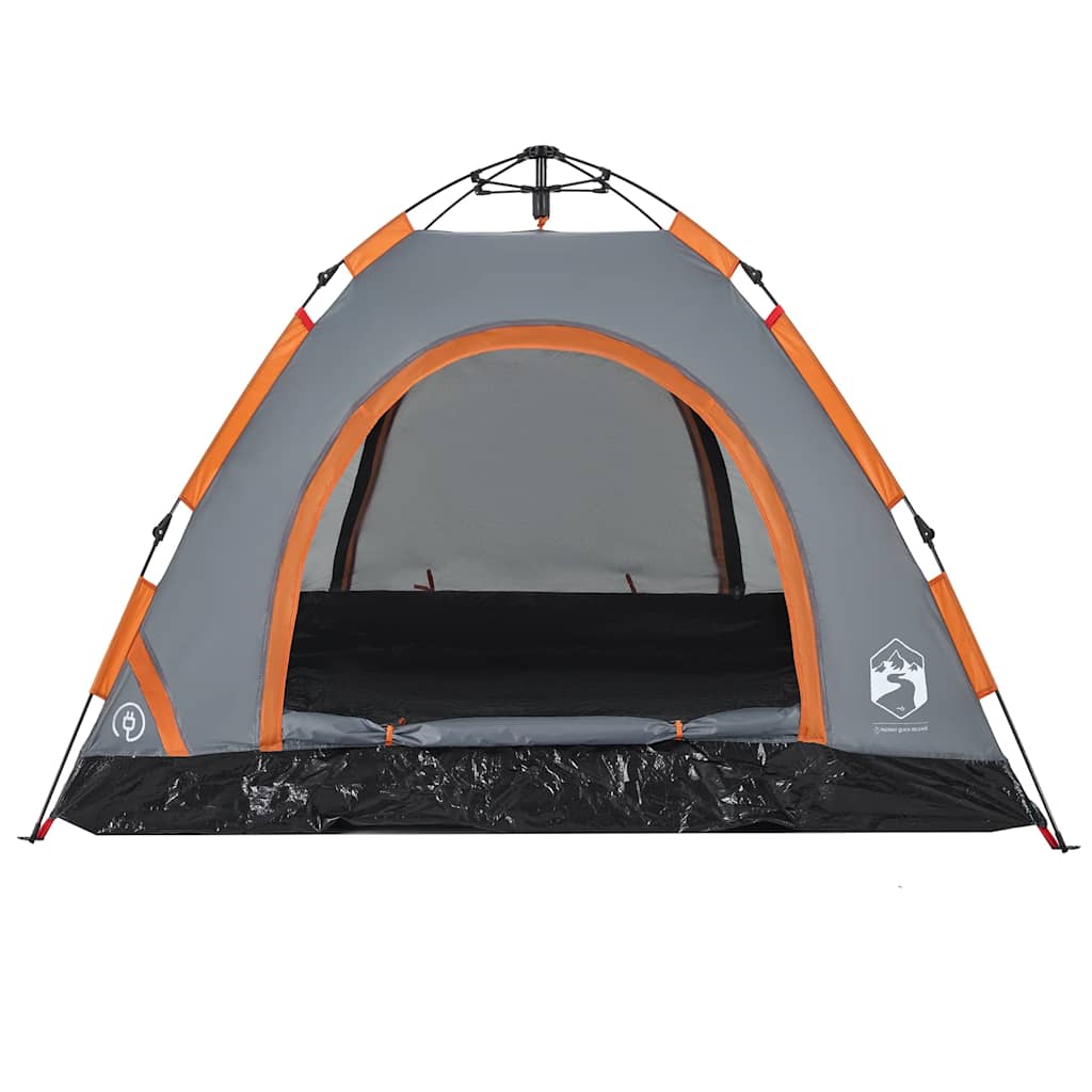 Tenda Campeggio 3 Persone Grigio e Arancione a Rilascio Rapido 4004167