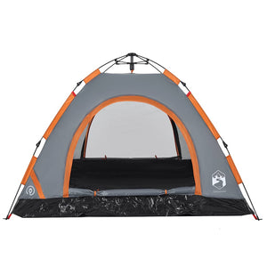 Tenda Campeggio 3 Persone Grigio e Arancione a Rilascio Rapido 4004167