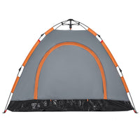 Tenda Campeggio 3 Persone Grigio e Arancione a Rilascio Rapido 4004167