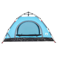 Tenda da Campeggio 4 Persone Blu a Rilascio Rapido