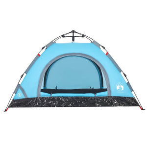 Tenda da Campeggio 4 Persone Blu a Rilascio Rapido