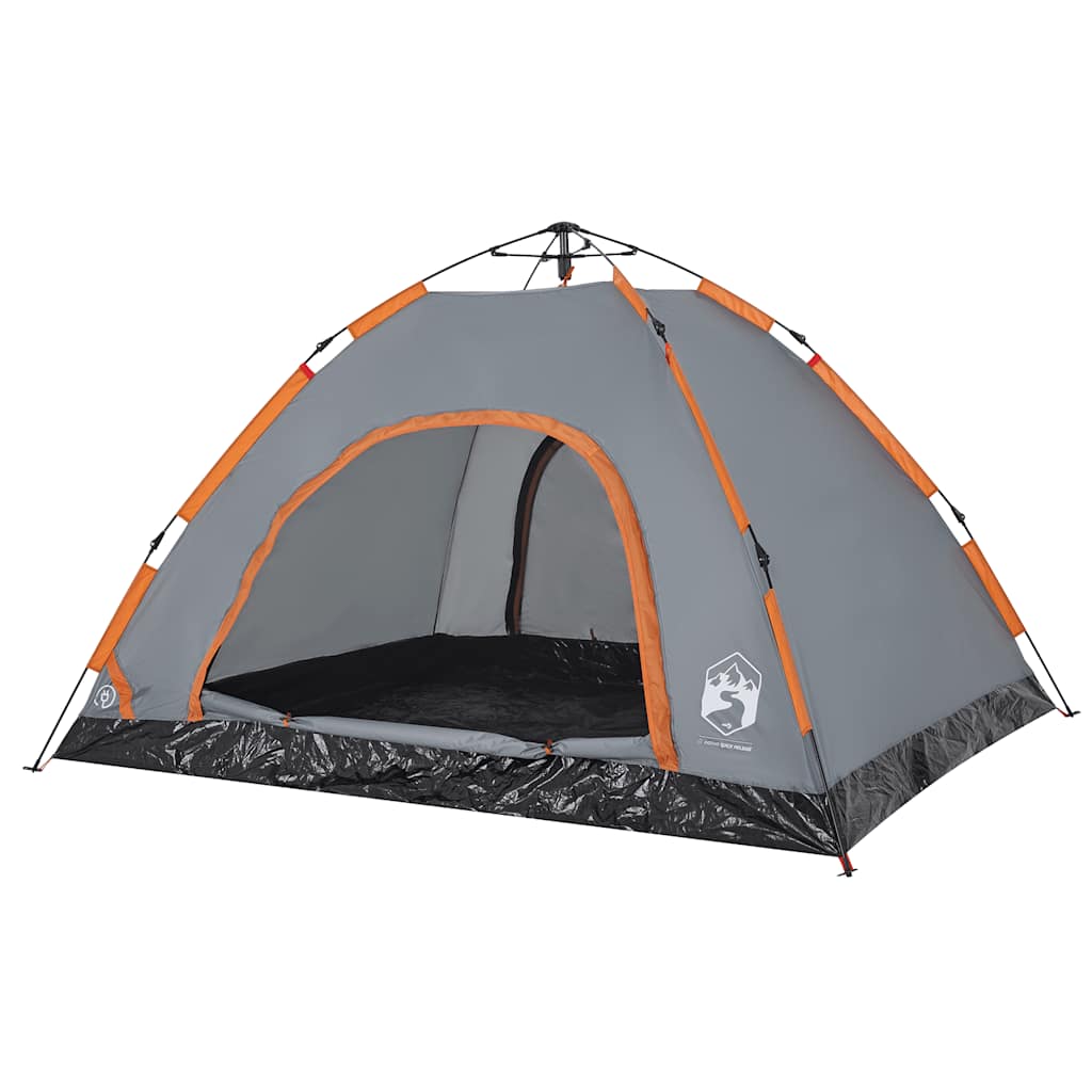 Tenda Campeggio 4 Persone Grigio e Arancione a Rilascio Rapido 4004171
