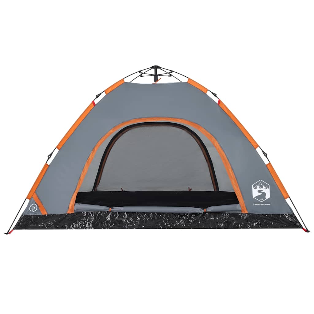 Tenda Campeggio 4 Persone Grigio e Arancione a Rilascio Rapido 4004171
