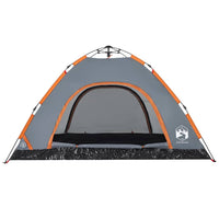 Tenda Campeggio 4 Persone Grigio e Arancione a Rilascio Rapido 4004171