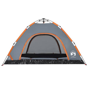 Tenda Campeggio 4 Persone Grigio e Arancione a Rilascio Rapido 4004171
