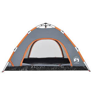 Tenda Campeggio 4 Persone Grigio e Arancione a Rilascio Rapido 4004171