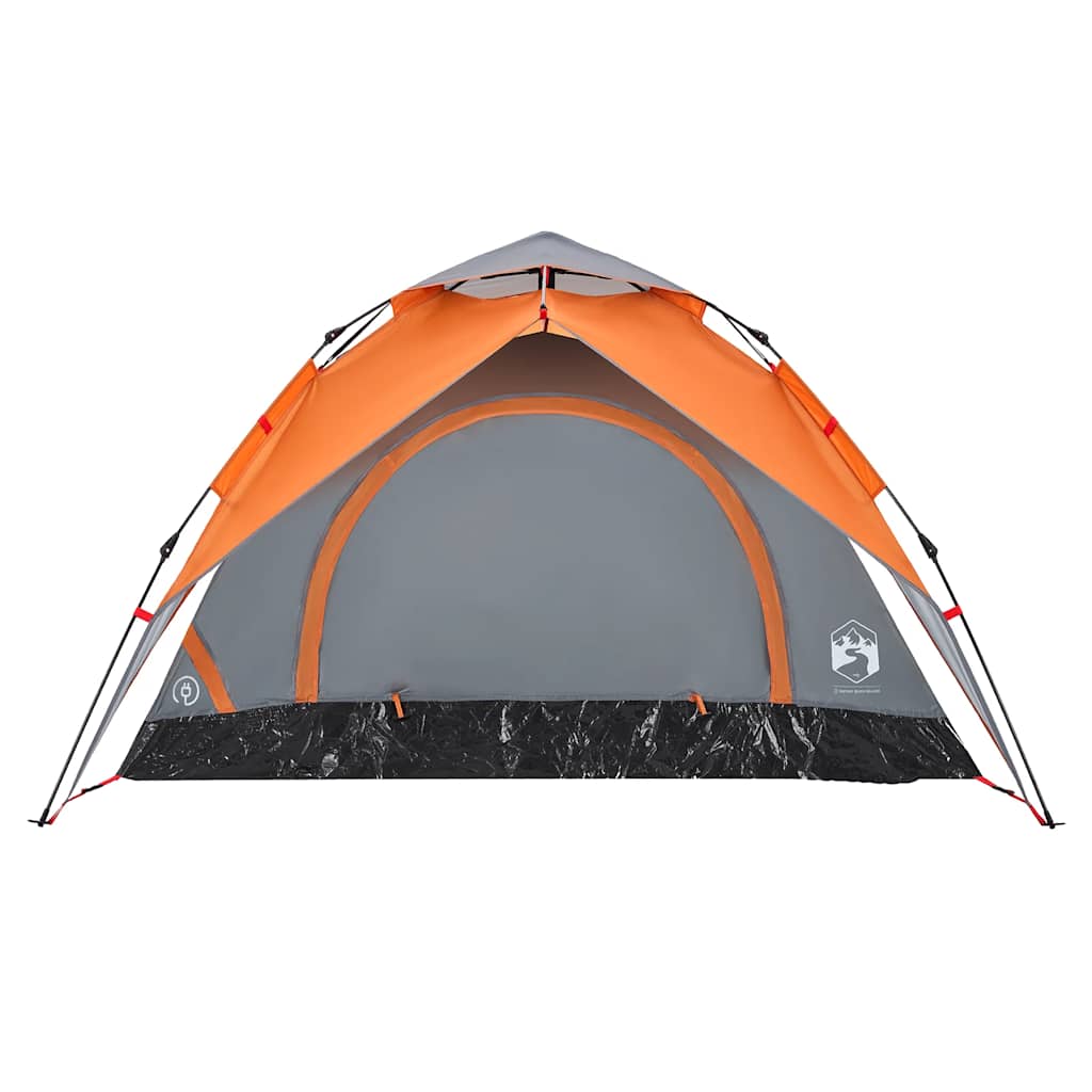 Tenda a Cupola 3 Persone Grigio e Arancione a Rilascio Rapido 4004179