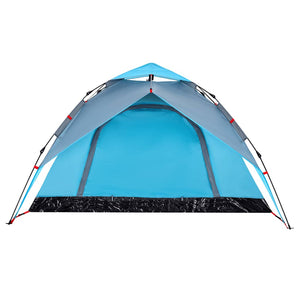 Tenda a Cupola da Campeggio 4 Persone Blu a Rilascio Rapido