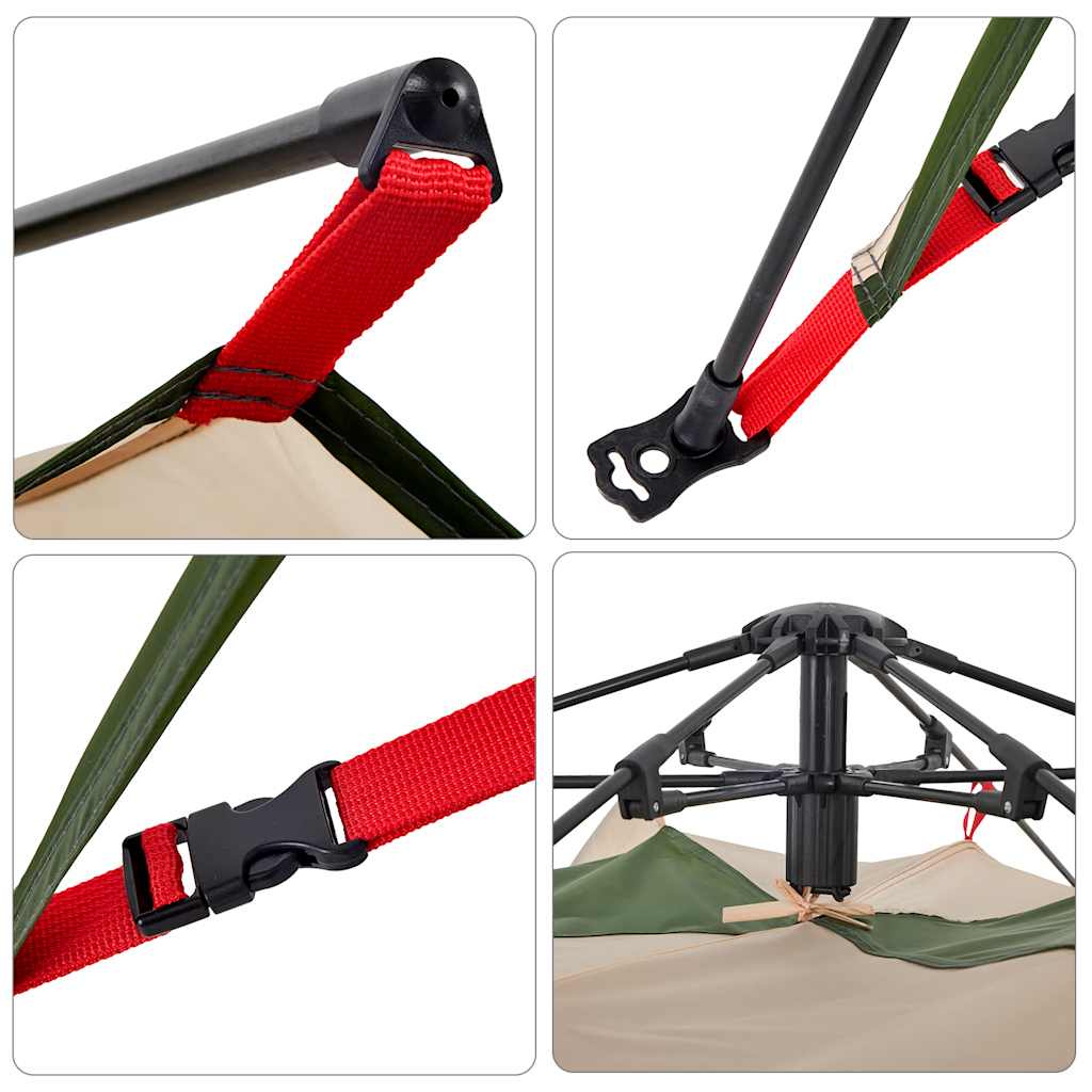 Tenda a Cupola da Campeggio 5 Persone Verde a Rilascio Rapido