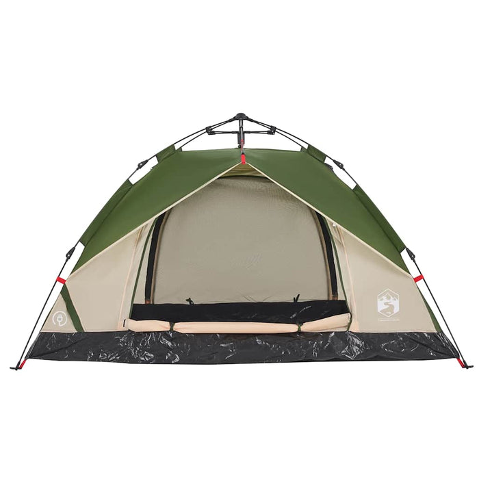 Tenda a Cupola da Campeggio 3 Persone Verde a Rilascio Rapido