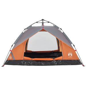 Tenda a Cupola 3 Persone Grigio e Arancione a Rilascio Rapido