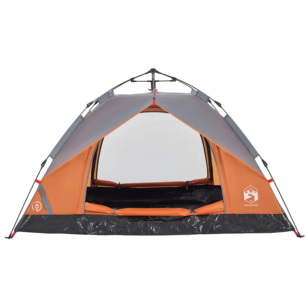 Tenda a Cupola 3 Persone Grigio e Arancione a Rilascio Rapido 4004195