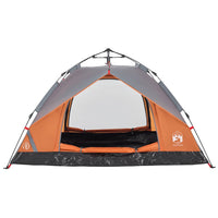 Tenda a Cupola 3 Persone Grigio e Arancione a Rilascio Rapido 4004195