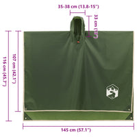 Poncho Antipioggia con Cappuccio Design 2 in 1 Verde 223x145 cm