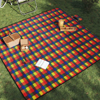 vidaXL Tovaglia Picnic Pieghevole Quadri Multicolore 200x200cm Velluto