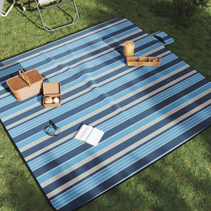 Tovaglia Picnic Pieghevole Strisce Blu e Bianco 200x200 Velluto 4004211