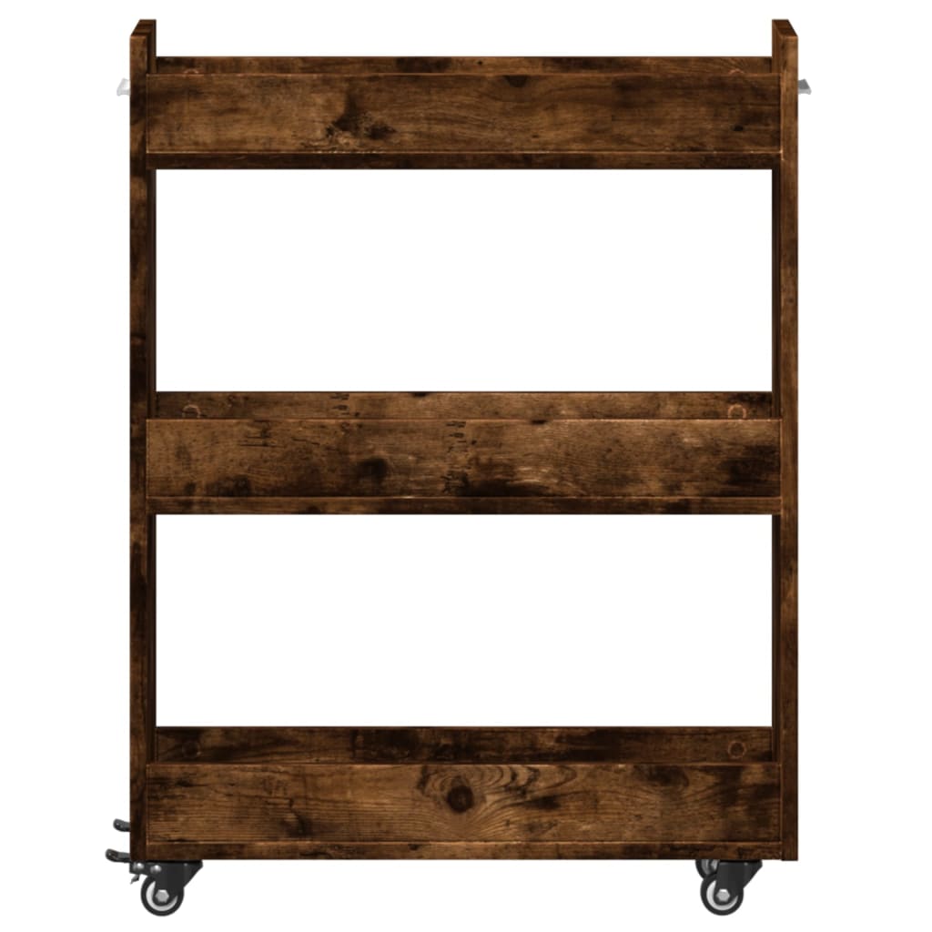Mobile con Ruote Rovere Fumo 60x22x79 cm in Legno Multistrato 840419