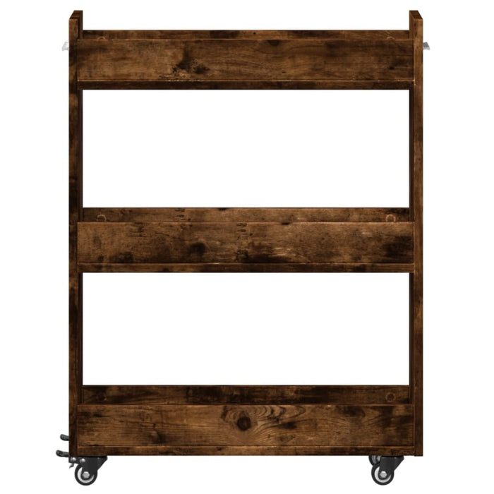 Mobile con Ruote Rovere Fumo 60x22x79 cm in Legno Multistrato 840419
