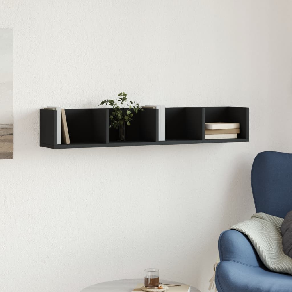 Armadietto a Muro Nero 99x18x16,5 cm in Legno Multistrato 840445