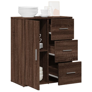 Credenza Rovere Marrone 60x31x70 cm in Legno Multistrato 840477