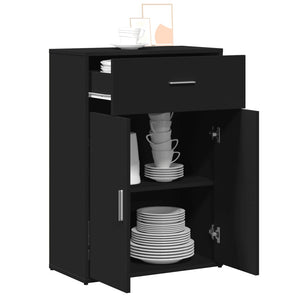 Credenza Nera 60x30x84 cm in Legno Multistrato 840493