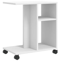 Tavolino con Ruote Bianco 50x30x55 cm in Legno Multistrato 840569