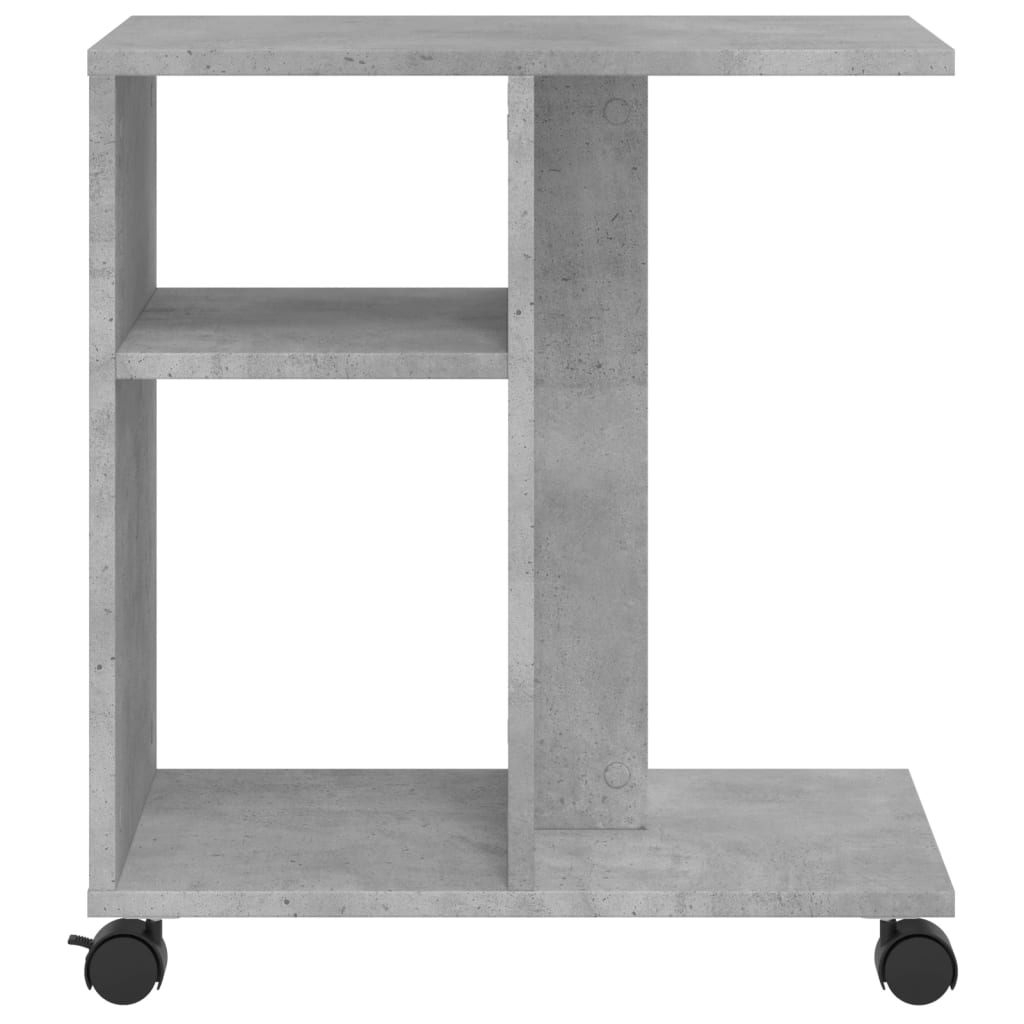 Tavolino con Ruote-Tavolino da soggiorno-Tavolo Grigio Cemento 50x30x55 cm Legno Multistrato