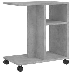 Tavolino con Ruote-Tavolino da soggiorno-Tavolo Grigio Cemento 50x30x55 cm Legno Multistrato