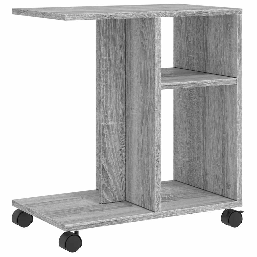Tavolino con Ruote Grigio Sonoma 50x30x55 cm Legno Multistrato 840574