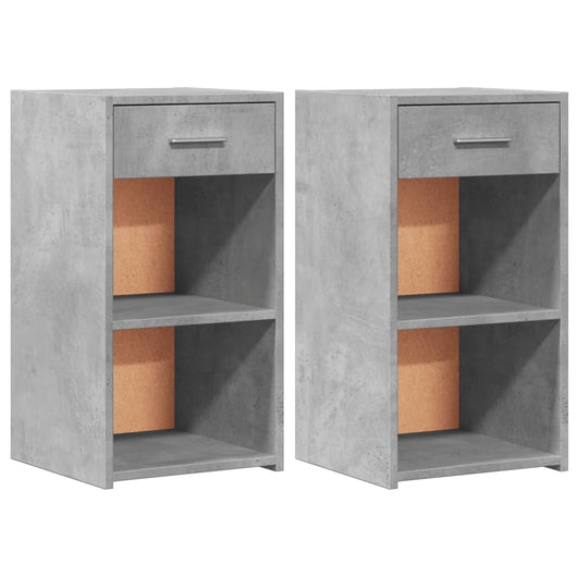 Comodini 2 pz Grigio Cemento 35x34x65 cm in Legno Multistrato 840583