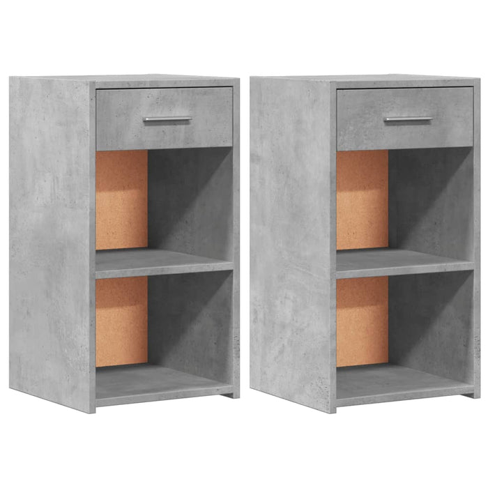 Comodini 2 pz Grigio Cemento 35x34x65 cm in Legno Multistrato 840583
