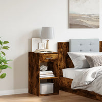 Comodino Rovere Fumo 35x34x65 cm in Legno Multistrato 840584