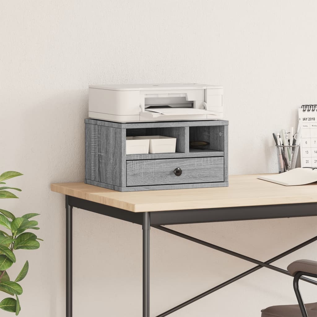 Supporto Stampante Grigio Sonoma 40x32x22,5cm Legno Multistrato