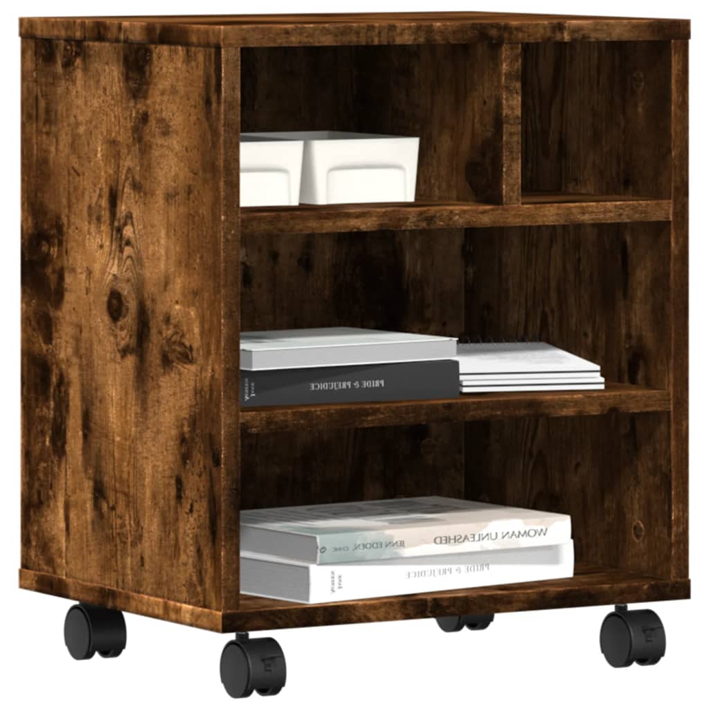 Supporto per Stampante con Ruote Rovere Fumo 41x32x48 cm