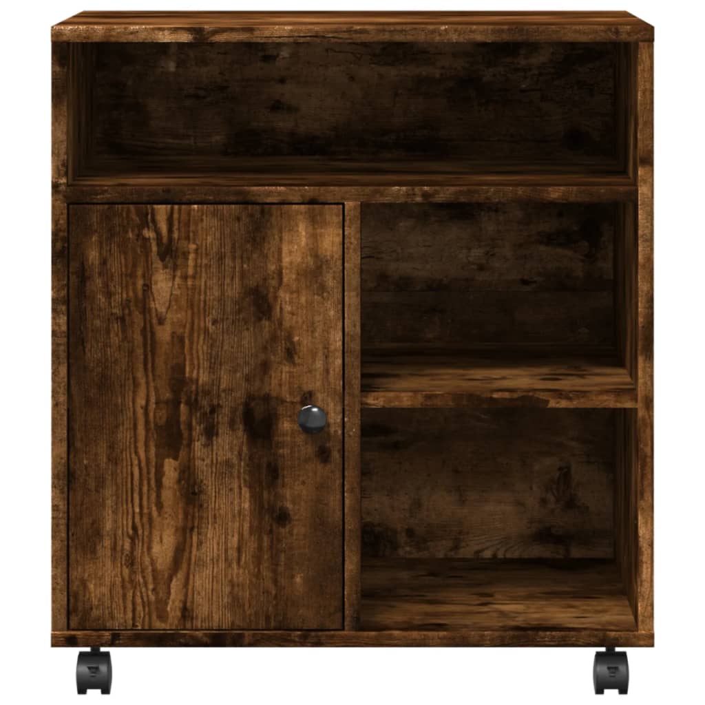 vidaXL Supporto per Stampante con Ruote Rovere Fumo 60x50x67 cm