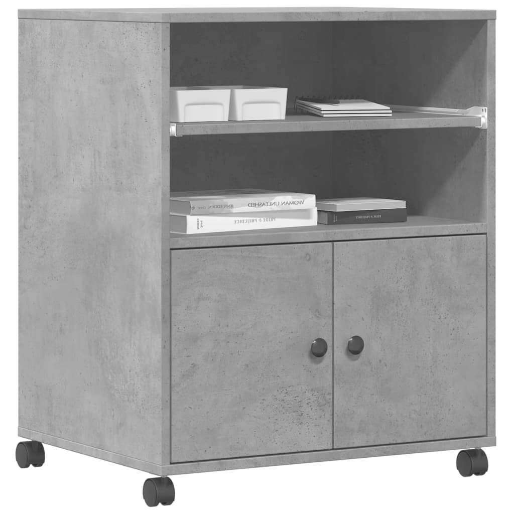 Supporto per Stampante con Ruote Grigio Cemento 60x48x74 cm