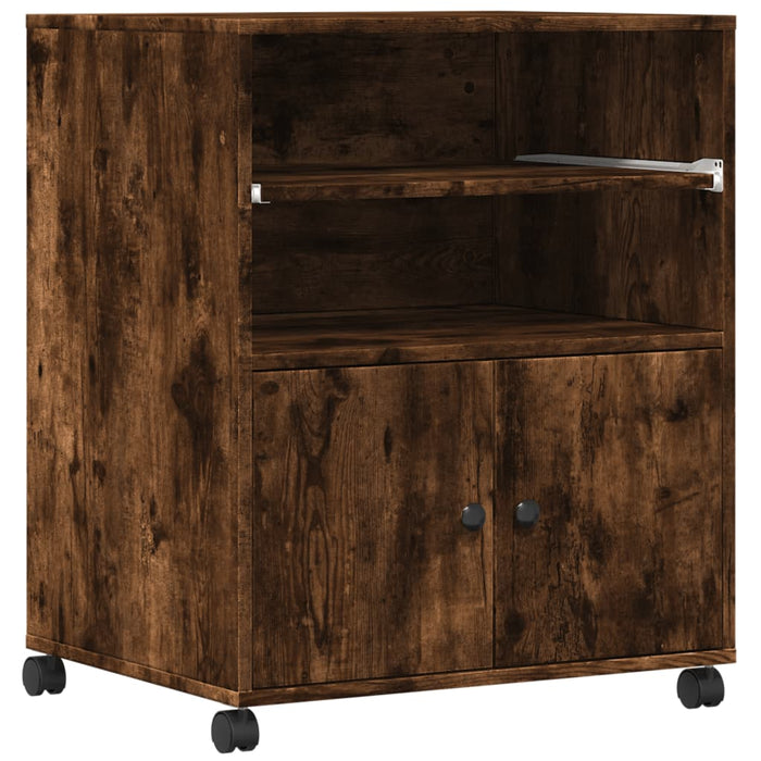 Supporto per Stampante con Ruote Rovere Fumo 60x48x74 cm