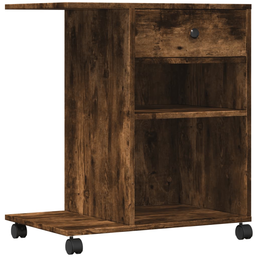 Supporto per Stampante con Ruote Rovere Fumo 60x40x68,5 cm 840643